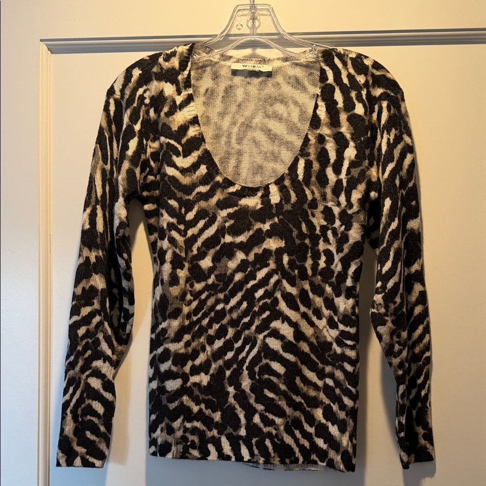 White House Black Market Animal Print Long Sleeve Sweater WHBM Zebra Small